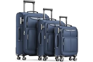 SHOWKOO Valise Lot de 3 Souple Extensible Légère Durable Trolley Tissu Oxford Sets de Bagages Cabine avec 4 roulettes Silencieuses à 360° et Serrure TSA