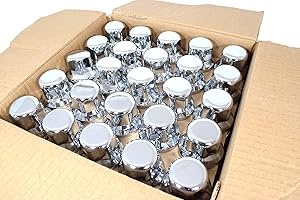 IUSOT Promolink Tapacubos de rueda para camiones, 32 mm, 32 mm, cromados, protección adicional, compatible con Alcoa, robustos tapacubos para tuercas de rueda de camiones en tamaño 32 mm