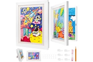 UCAMP Ramka na zdjęcia dla dzieci, A4, 2 sztuki, rozkładana ramka na zdjęcia do rysunków dla dzieci, A4, artystyczna, z otworem z przodu, do napełniania, biała