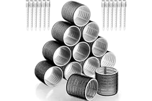 GNEUFVIE Lockenwickler locken Set 24 Stücke, Große Locken Curlers Ohne Hitze Selbsthaftend Haftwickler, Groß Hitzefreie Haarwickler Hair Rollers mit 12 Stücke Entenschnabelclips für lange mittlere kleine Haar