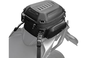 Rhinowalk Motorcycle Tail Bag Expandable Hard Shell Motorcycle Travel Luggage 12L-18L, Waterproof All Weather/Trunk/Rack Bag with Sissy Bar Straps - Matt Black