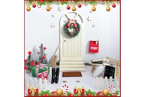 GLAUSTALOS Puerta de Elfo de Navidad, Puerta de Elfo, Decoraciones en Miniatura de Casa de Elfo de Navidad para Casa de Elfo de Navidad de Madera, Puerta Mágica de Elfo de Navidad