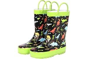 Fringoo - Children's Wellington Boots - Size 6-11 UK Child - Rubber - Multicolour Dinosaur Design - Kids Rain Boots