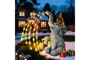 GIGALUMI Decorazione da giardino motivo elefante che spruzza,Statue a LED a energia solare, regalo per la mamma, regalo di compleanno per donne, decorazione per terrazzo e cortile