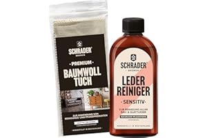 ‎SCHRADER BREMEN Schrader Leder Reiniger sensitiv Set - Reinigungsmittel für raues & glattes Leder mit Poliertuch - 2-teilig - Made in Germany