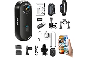 ZEILABANG KAKADI Mini Action Cam 4K,Tragbare Kamera mit 360° Drehbarem Clip und Magnetclip,Wasserdichter 4K-Körperkamera,Motorrad Kamera,Immersive Aufnahmen fürs Radfahren, Spazierengehen mit Tieren (B-schwarz)