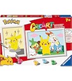 Ravensburger CreArt Kids 25905 - Kit Pittura Con I Numeri Pikachu, 18x24cm, Per Bambini Dai 7 Anni