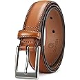 Chaoren Leather Ratchet Belt 2 Pack Dress with Click Sliding Buckle 1 3/8" in Gift Set Box - Adjustable Trim to Fit