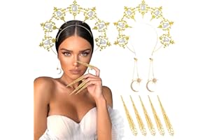 LaVenty couronne mary halo en or serre tête baroque tiare et couronne de déesse du soleil serre tête en forme d'étoile solaire cosplay wedding festival headpiece