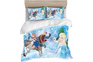 HNSRYLQX Frozen Bettwäsche Kinder, ELSA Bettwäsche 135x200, Bettwäsche 135x200, 100% Baumwolle, Kinderbett Mädchen, Anna Und ELSA Bettwäsche (1,135x 200 cm)