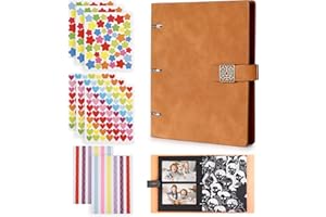 Giloty Album fotografico Fai da Te, Album Foto Scrapbooking con 30 Pagine Nere Album, Copertina Impermeabile in Pelle Regalo Perfetto per Compleanno, Festa della mamma, San Valentino (Marrone)