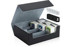 Mcbazel Card Deck Box for MTG 1800+ Cards, Magnetic Holder with 3 Rows and 8 Dividers