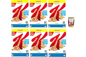 ‎ITALIAN GOURMET E.R. Kellogg’s Special K Classic, Getreide-Flakes mit Vollkornweizen ballaststoffreiche Frühstückscerealien natürlicher Genuss ohne künstliche Farb und Aromastoffe 6x 700g + Italian Gourmet polpa 400g