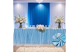 Fayavoo 6ft Blue Tulle Table Skirt Baby Shower Boy Tablecloth for Rectangle Tables, Blue Ruffle Tutu Table Cloth for Elephant Birthday Party Ocean Baby Shark Gender Reveal Cake Table Decorations