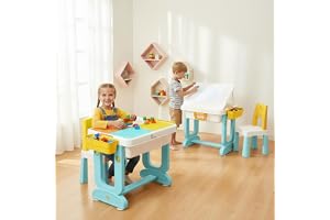 R for Rabbit Little Genius Learner Polypropylene Kids Study Table & Chair Set with Storage 4-in-1 Multifunctional Desk for 3-7 Years Children, Weight Capacity Upto 40kgs (Blue Multi)