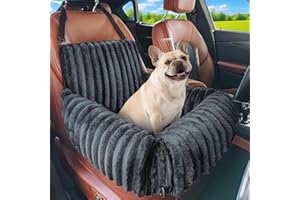 MIXJOY Dog Car Seat Travel Bed-Dog Booster Seats, 20cm High Pet Car Seat with Thick Memory Foam for 25Lbs Dogs & Cats, Waterproof Dogs Bed for Front/Back Seat of Cars, Indoors/Outdoor Handbag(Grey)
