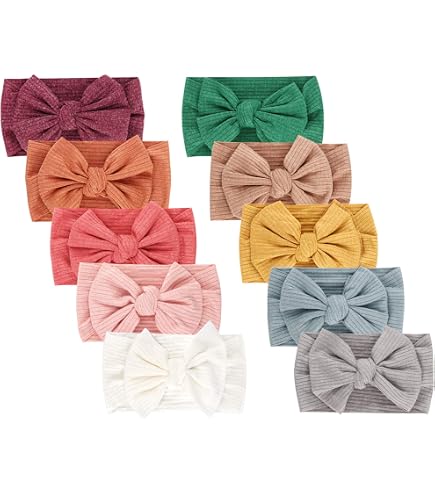 12 Bandeaux Bébé Fille Nylon - Nœuds Et Arcs Mignons Accessoires Cheveux Colorés