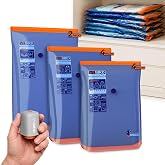 Vacbird Vacuum Bags with Cordless Electric Vacuum Pump, 10 Pieces (4 x 47 x 64 cm, 4 x 54 x 74 cm, 2 x 24 x 84 cm), Ideal for