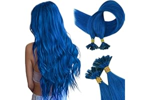 ‎RUNATURE RUNATURE Blau Extensions Echthaar Bonding 50cm Blau U Tip Extensions Echthaar 25g 25 Strähne Bonding Echthaar Extensions Blaue Haarverlängerungen 20 Zoll