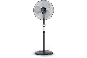 Brandson - Floor fan mobile fan - Height adjustable stand - Fan with high air flow - 3 speed settings - Oscillation function 80° - black