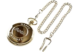 THE LUXURY VAULT Happy 80th Birthday Engraved Gold Pocket Watch 24 Carat Coated Dad Grandad Husband Uncle Son Friend