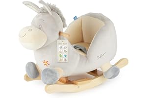Bieco Animal bascule en peluche - Âne Fips - 60 cm - Chaise à bascule pour enfant avec ceinture de sécurité