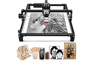 HOMDMARKET 【Nuevo lanzamiento】Grabadora Láser, Máquina Cortadora y Grabadora Láser de 20W con Potencia de Salida de 5W, Cortadora Láser y Máquina Grabadora para Madera y Cuero con área de Trabajo de 420*400 mm