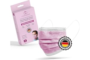 Charlemain 10x OP Masken, Made in Germany, EN 14683 Typ IIR, Medizinischer Mund-Nasen-Schutz, BFE >99,9% 3-lagig, Latexfrei, MNS, Einweg-Gesichtsmasken - Rosa