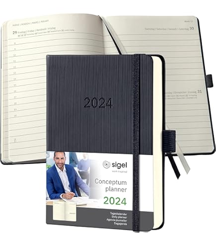 SIGEL C2611 Tageskalender Conceptum 2026, ca. A6, schwarz: Agenda Conceptum, Classic, Hardcover : SIGEL GmbH