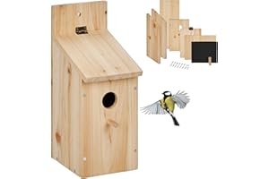 Relaxdays Nistkasten Bausatz für Vögel, 32mm Einflugloch, HBT: 29,5x11,5x17 cm, Vogelhaus zum selber Bauen, Holz, Natur