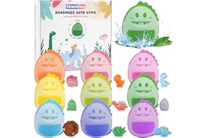 SHUCHING 9 XXL Bombas de Baño Dinosaurio Niños con Sorpresa, Bolas de Sales de Baño con Aceite Esencial para Infantiles, Regalos Relajantes para Uso Diario Cumpleaños Navidad.