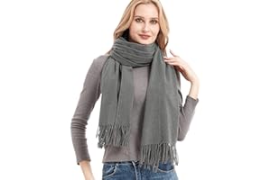 Decorie Szal damski zimowy z frędzlami, szal zimowy, przytulny, bardzo duży szal z dzianiny