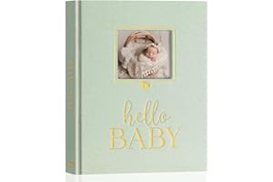 Lanpn Hello Baby książka pamiątkowa dla noworodka, 5 lat, z okienkiem do samodzielnego wykonania, lniana książka dla niemowląt, pamiętnik, album fotograficzny, kamień milowy dla chłopców, dziewczynek,
