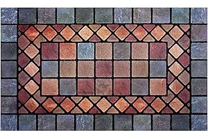 Nicoman Elegancka wycieraczka barierowa, przyjazna dla środowiska, antypoślizgowa mata pod drzwi do wewnątrz/na zewnątrz, prostokątna (75 x 44 cm), niebieskie obramowanie