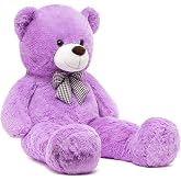Sevgiliye &Ouml;zel Hediye- Papyonlu 140 Cm Dev BOY Sevimli Peluş Koca Ayı - &Ouml;zel Fiyat Lila