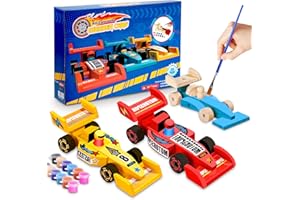 Wisplye Kit Auto da Corsa Fai Da Te per Bambini, 3 Pezzi Giocattolo Auto in Legno Dipingere Kit per Costruire e Dipingere, Lavoretti Creativi Regali per Ragazze Ragazzi