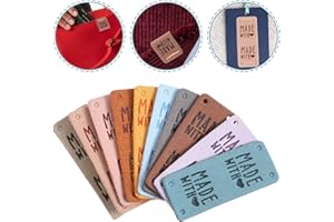 50 Stück Geprägte Handmade Label mit Löchern,Ymapinc Intim Handmade Label zum Annähen 10 Farben PU-Leder Handgefertigte Etiketten für DIY Taschen Hut Jeans Handwerk Stricken