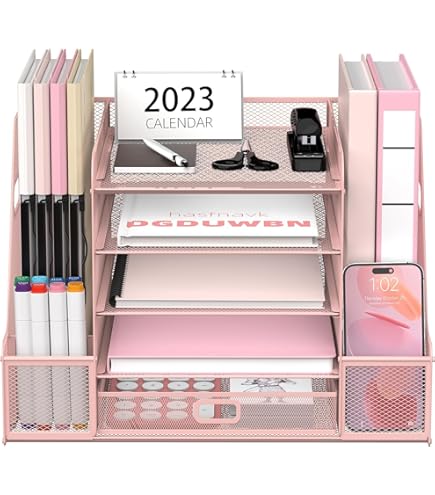 Organiseur De Bureau PVC, Compartiments, Bac Courrier A4, Tiroirs