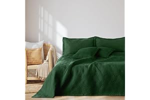 ‎AMELIAHOME AmeliaHome Narzuta 220 x 240 cm, dwustronna, pikowana, ultrasoniczna, poliester, Ophelia, ciemnozielona