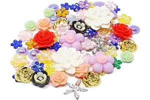 Special Touches 80 Mix Shabby Chic Resin Flatbacks Craft Cardmaking Embellishments (Flower)