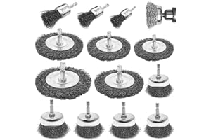 SYULCR 13 Piezas Juego Cepillo de Alambre Taladro, Cepillo Alambre Vastago Ø 6mm, Cepillo para Taladro Para Excepto El Óxido Pulido, Amolado para Madera y Metal (13)