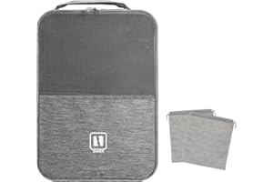 jooeer Travel Shoe Bag Waterproof Packing Organizer Storage Pouch Boot Carrier Football Golf Sports Accessory Holder with 2 Drawstring Shoes Bags for Men Women, Grey