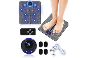 Birshe Massaggiatore Piedi Elettrico EMS Massaggiatore per Piedi Massaggiatore per Gambe Massaggiatore Portatile Massaggiatore Piedi Sollievo dal Dolore Muscolare Pieghevole 8 Modalità 19 Intensità