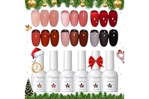 PEACECOLOR Esmaltes Semipermanentes para Uñas, 6 Colores Rojo Negro Jelly Gel Nail Polish, Esmalte de Gel Transparente Jelly Nail Polish Set