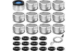 LAOYE 12 Pezzi Rompigetto M24 Aeratore Rubinetto Filtri Rubinetti per Bagno e Cucina Filtro Rubinetto in Acciaio Inox e ABS per Rubinetti Lavandino con 14 Guarnizioni e 1 Chiave Cromata a Risparmio Idrico