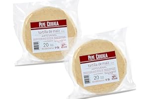 ‎MEXHAUS Weiße Mais Tortillas von Pepe Comala – 40 Stück (2x 20 Stück) - Mexikanische glutenfreie Tortilla de Maiz - für Tacos, Quesadillas, Enchiladas & mehr