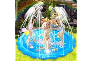 Purpledi Splash Pad, Sprinkler Lekmatta, 170 cm vattenlekdyna med sprinkler, barn anti-halk, vattenleksak, lekmatta för sommar, utomhus, trädgård, leksak för babyfest 3–12 pojkar och flickor