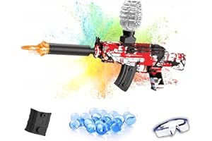 AZJ Gel Blaster - Electric Gel Blaster with Rounds and Goggles | Outdoor Shooting Sports Toy, Gift Game for Adults and Teens Aged 12 (AK47 Red)