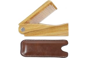 Onedor Peignes à cheveux en bois de santal vert 100% naturel fait à la main - Antistatique - Parfum bois de santal naturel - Peigne démêlant (peigne pliant)