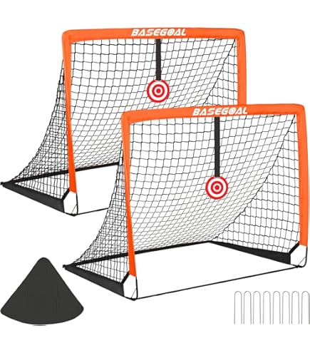 Porte Da Calcio Pieghevoli HOMCOM - Set 2 Porte, 90x36x60cm, Rosso, Con Rete